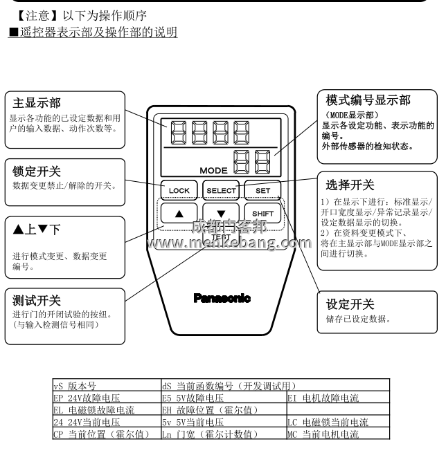 松下自動門調(diào)節(jié)開關(guān)門速度方法